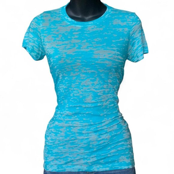 00s Aqua Blue Burn-Out Tee - Picture 2 of 5